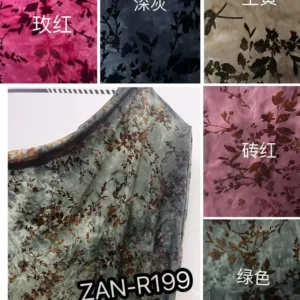 YX619 New Chinese Clothing Fabrics Two-color Maple Leaf Pattern Stretch Flocking Knitted Fabric for Chinese Cheongsam - 100%...