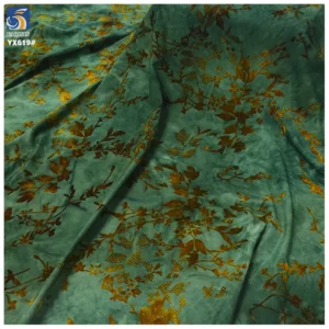 YX619 New Chinese Clothing Fabrics Two-color Maple Leaf Pattern Stretch Flocking Knitted Fabric for Chinese Cheongsam - 100%...
