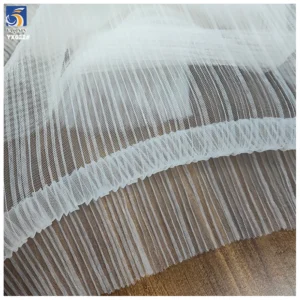 YX632 Custom L-shaped Toothpick Soft 100 Polyester Knitted 3mm Pleated White Mesh Tulle Fabric for Bridal Veil - 100%...