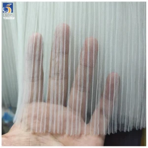 YX632 Custom L-shaped Toothpick Soft 100 Polyester Knitted 3mm Pleated White Mesh Tulle Fabric for Bridal Veil - 100%...