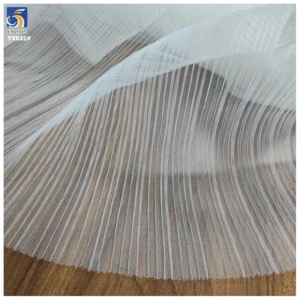 YX632 Custom L-shaped Toothpick Soft 100 Polyester Knitted 3mm Pleated White Mesh Tulle Fabric for Bridal Veil - 100%...
