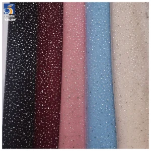 YX638 High-end 100 Polyester Wedding Bride 3D Rhinestone Crystal Diamond Mesh Fabric Tulle - 100% Polyester, 100 gsm, 160...