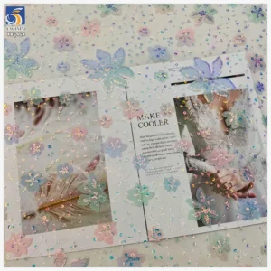 YX646 2025 New Fashion Ombre Mesh Fabric 3D Embroidery Gradient Flower Sequins Tulle Fabric for Girls Dresses - 100%...
