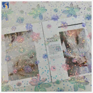 YX646 2025 New Fashion Ombre Mesh Fabric 3D Embroidery Gradient Flower Sequins Tulle Fabric for Girls Dresses - 100%...