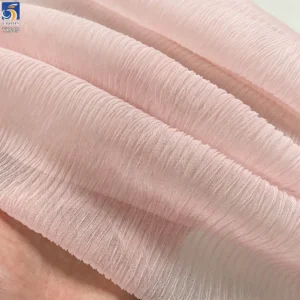 YX649 OEM Customized Colors Soft Breathable 60gsm 100 Polyester Ivory Tulle Mesh Wrinkle Crepe Fabric for Skirts - 100%...