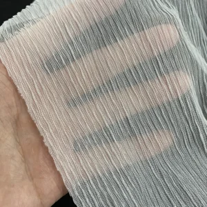 YX649 OEM Customized Colors Soft Breathable 60gsm 100 Polyester Ivory Tulle Mesh Wrinkle Crepe Fabric for Skirts - 100%...