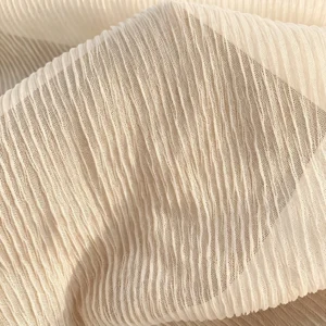 YX649 OEM Customized Colors Soft Breathable 60gsm 100 Polyester Ivory Tulle Mesh Wrinkle Crepe Fabric for Skirts - 100%...