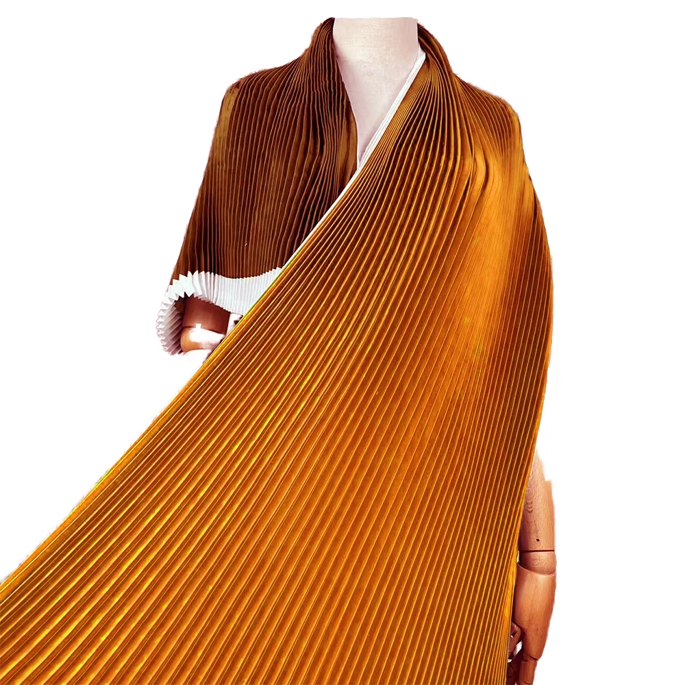 YX651-2 Nigerian Stylish 100% Polyester Satin Woven Fabric Pleated Women's Fashion Dresses Skirts Satin Pleated Fabric...