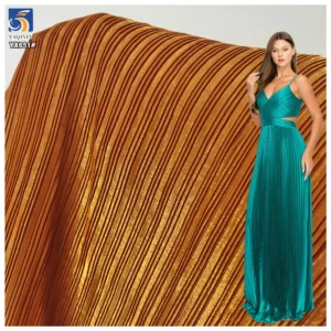 YX651 Noble and Luxurious Evening Dress Shiny Organza Fabric 60gsm Polyester Customized Pleated Fabric Organza - 100%...