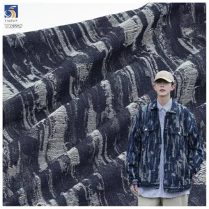 YX655 Fashionable 10*10 Woven 70 Cotton 30 Polyester 10oz Jacquard Washed Denim Fabric for Pants and Bags - Cotton...