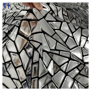 YX659 Geometric Laser Embroidery Glitter Shiny Sequin Fabrics Fashion Polyester Velvet Shiny Stage Dance Skirt Fabric - 100%...