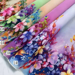 YX664 High-Quality Chiffon Digital Print Fabrics With Vivid Colors Poly Trendy Floral Pearl Chiffon Printed Fabrics - 100%...
