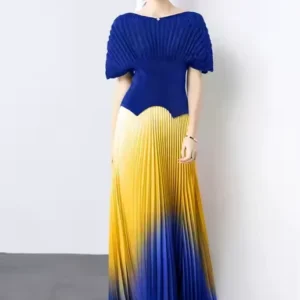 YX670-1 Designer Gradient Pleat Satin Fabric 100% Polyester Blackout Printed for Wedding Dresses Gradient Pleated Satin...