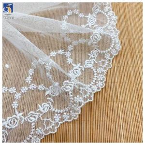 YX678 Factory Source Direct Wholesale Polyester Mesh Embroidery White Lace for Shoes Bags Fashionable Lace Trim Fabric...