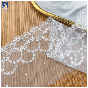 YX678 Factory Source Direct Wholesale Polyester Mesh Embroidery White Lace for Shoes Bags Fashionable Lace Trim Fabric...