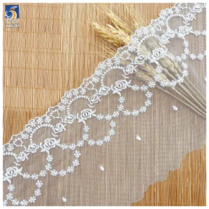 YX678 Factory Source Direct Wholesale Polyester Mesh Embroidery White Lace for Shoes Bags Fashionable Lace Trim Fabric...