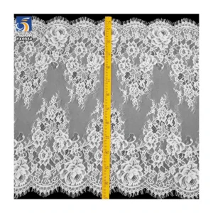 YX698 Support Samples Cheap Price 65CM*300CM Black White Embroidery Eyelash Lace Fabric for Dresses - 100% Polyester, 180...