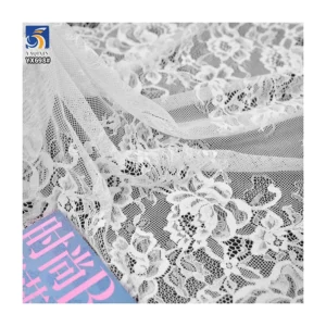 YX698 Support Samples Cheap Price 65CM*300CM Black White Embroidery Eyelash Lace Fabric for Dresses - 100% Polyester, 180...