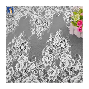 YX698 Support Samples Cheap Price 65CM*300CM Black White Embroidery Eyelash Lace Fabric for Dresses - 100% Polyester, 180...