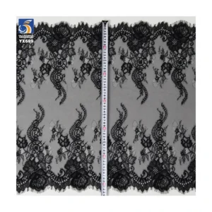 YX699 65CM*300CM Black Transparent Polyester Sexy Eyelash Lace Fabric Embroidery Eyelash Lace Fabric for Underwear Skirt...