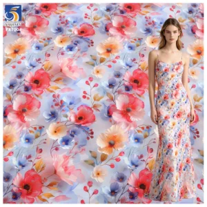 YX700 High Definition 3D Digital Print Florals Fabric 110gsm Colored Flowers Chiffon Printing Fabric for Garments