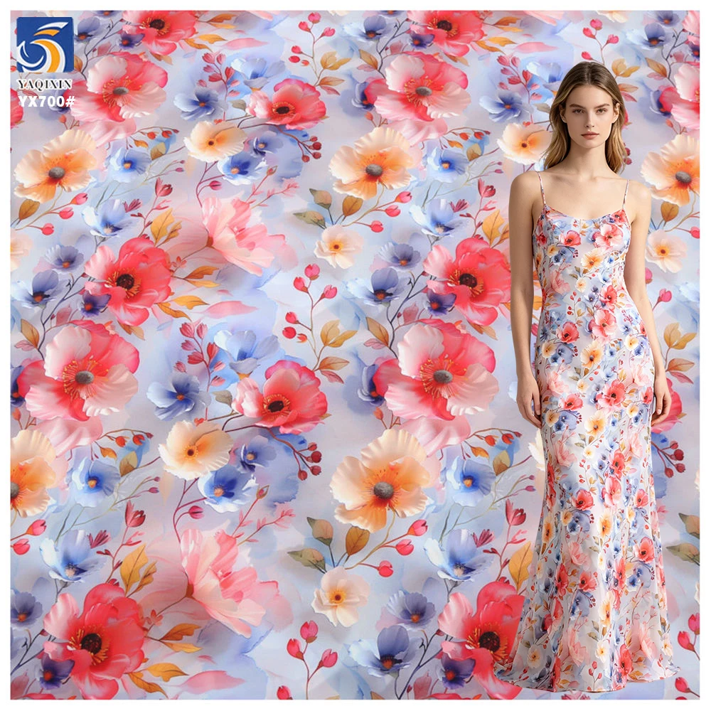 YX700 High Definition 3D Digital Print Florals Fabric 110gsm Colored Flowers Chiffon Printing Fabric for Garments - 100%...