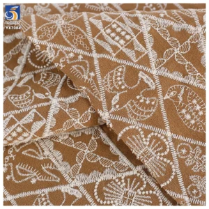 YX708 Personalized Design Custom Pattern Symbols Tribal Embroidered Ramie Cotton Fabrics for Fashion Bags Clothing - Linen /...