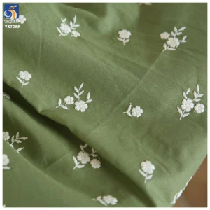 YX709 Elegant Embroidered Cotton Fabric Handcrafted White Floral Embroidery on Soft 30 Linen 70 Cotton Ramie Cotton Fabric...