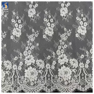 YX713 Wholesale Elegant White Lace Fabric Delicate Floral Patterns Poly Eyelash Lace Fabric for Skirt & Tablecloth - 100%...