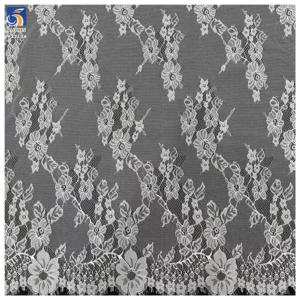 YX713 Wholesale Elegant White Lace Fabric Delicate Floral Patterns Poly Eyelash Lace Fabric for Skirt & Tablecloth - 100%...