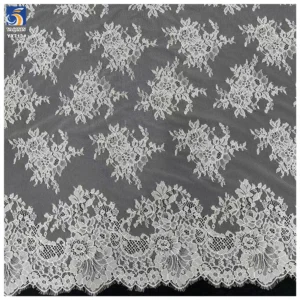 YX713 Wholesale Elegant White Lace Fabric Delicate Floral Patterns Poly Eyelash Lace Fabric for Skirt & Tablecloth - 100%...