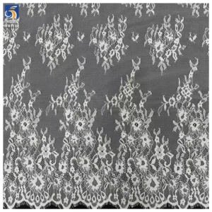 YX713 Wholesale Elegant White Lace Fabric Delicate Floral Patterns Poly Eyelash Lace Fabric for Skirt & Tablecloth - 100%...