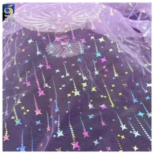 YX720 2025 Apparel Skirts 100% Polyester Colorful Meteor Shower Magic Gold Stamping Star Printed Fabric for Girls Tutu...