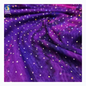 YX725 Custom Printed Galaxy Universe 4 Way Stretch Fabric With Stones for Clothing Dress Spandex Stretch Print Mesh Fabric...