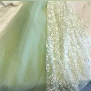YX728 White Film Printing Florals Tulle Fabric White Floral Plum Blossom Printed Polyester Mesh Fabric for Dresses Pattern...