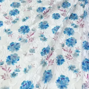 YX738 Elegant Printed Chantilly Lace Fabric 95 Polyester 5 Spandex Stretch Flowers Printed Chantilly Lace Fabric - Spandex...