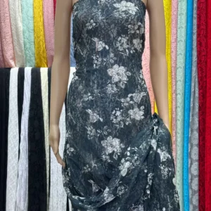 YX738 Elegant Printed Chantilly Lace Fabric 95 Polyester 5 Spandex Stretch Flowers Printed Chantilly Lace Fabric - Spandex...