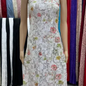 YX740 Ready-made Wholesale Prices Chantilly Lace Fabric Colorful Floral Mesh Lace Fabric Print for Dress French - Spandex...