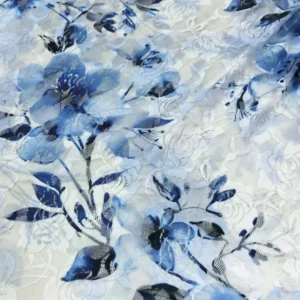 YX741 French Stretch Mesh Lace Dress Fabric With Flower Prints Chantilly Lace Mesh Fabric for Lingerie Home Textiles...