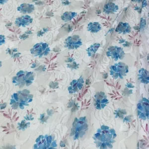 YX741 French Stretch Mesh Lace Dress Fabric With Flower Prints Chantilly Lace Mesh Fabric for Lingerie Home Textiles...