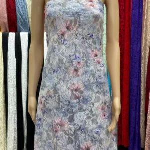YX744 Purple Floral Stretch Mesh Net Chantilly Lace Fabric 95 Polyester 5 Spandex Printed Mesh Lace Fabric for Clothing...