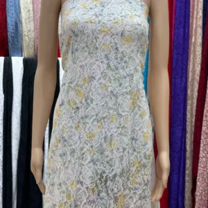 YX744 Purple Floral Stretch Mesh Net Chantilly Lace Fabric 95 Polyester 5 Spandex Printed Mesh Lace Fabric for Clothing...