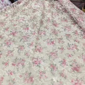 YX744 Purple Floral Stretch Mesh Net Chantilly Lace Fabric 95 Polyester 5 Spandex Printed Mesh Lace Fabric for Clothing...