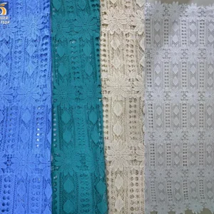 YX752 2025 Latest Water-Soluble Lace Embroidery Water-Soluble Fabric Geometric Flower Pattern Milk Silk Lace Fabric - 100%...