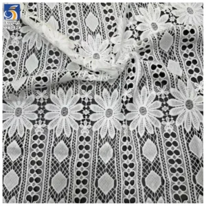 YX752 2025 Latest Water-Soluble Lace Embroidery Water-Soluble Fabric Geometric Flower Pattern Milk Silk Lace Fabric - 100%...