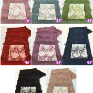 YX763 Latest Width 130cm Weight 250gsm European Style Beaded Embroidery Mesh Wedding Dress French Tassel Lace Fabric - 100%...