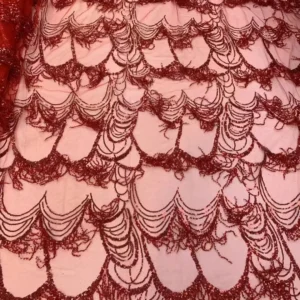 YX763 Latest Width 130cm Weight 250gsm European Style Beaded Embroidery Mesh Wedding Dress French Tassel Lace Fabric - 100%...