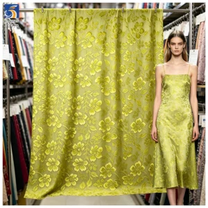 YX770 Noble and Luxurious Custom Gold Florals Satin Jacquard Fabric Polyester Stretch Jacquard Fabric for Garments - 100%...