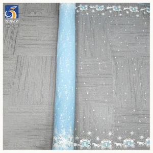 YX780 Christmas Winter Snowflake Print Tulle Fabric Polyester Knitted Princess Dress Snowflake Tulle Mesh Fabric for Girls...
