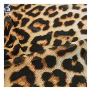 YX783 America's Popular Designs 4 Way Stretch Tulle Mesh Leopard Print Fabric Spandex/Polyester Stretch Mesh Printed Fabric...